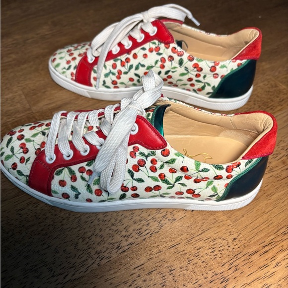 Red Bottom Cherry Print Christian Louboutin  Sneakers - Picture 3 of 6